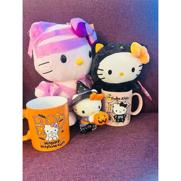 Halloween Hello kitty purple mummy  ,2 mugs , witch ceramic hello kitty cat - Picture 1 of 10